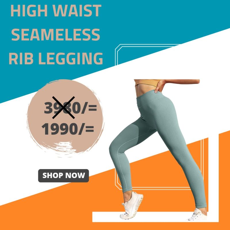 High-Waisted Seamless Rib Leggings - Image 2