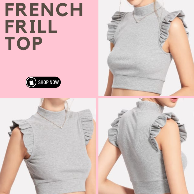 French Frill Top - Stylish & Elegant Women's Crop Top - Image 2